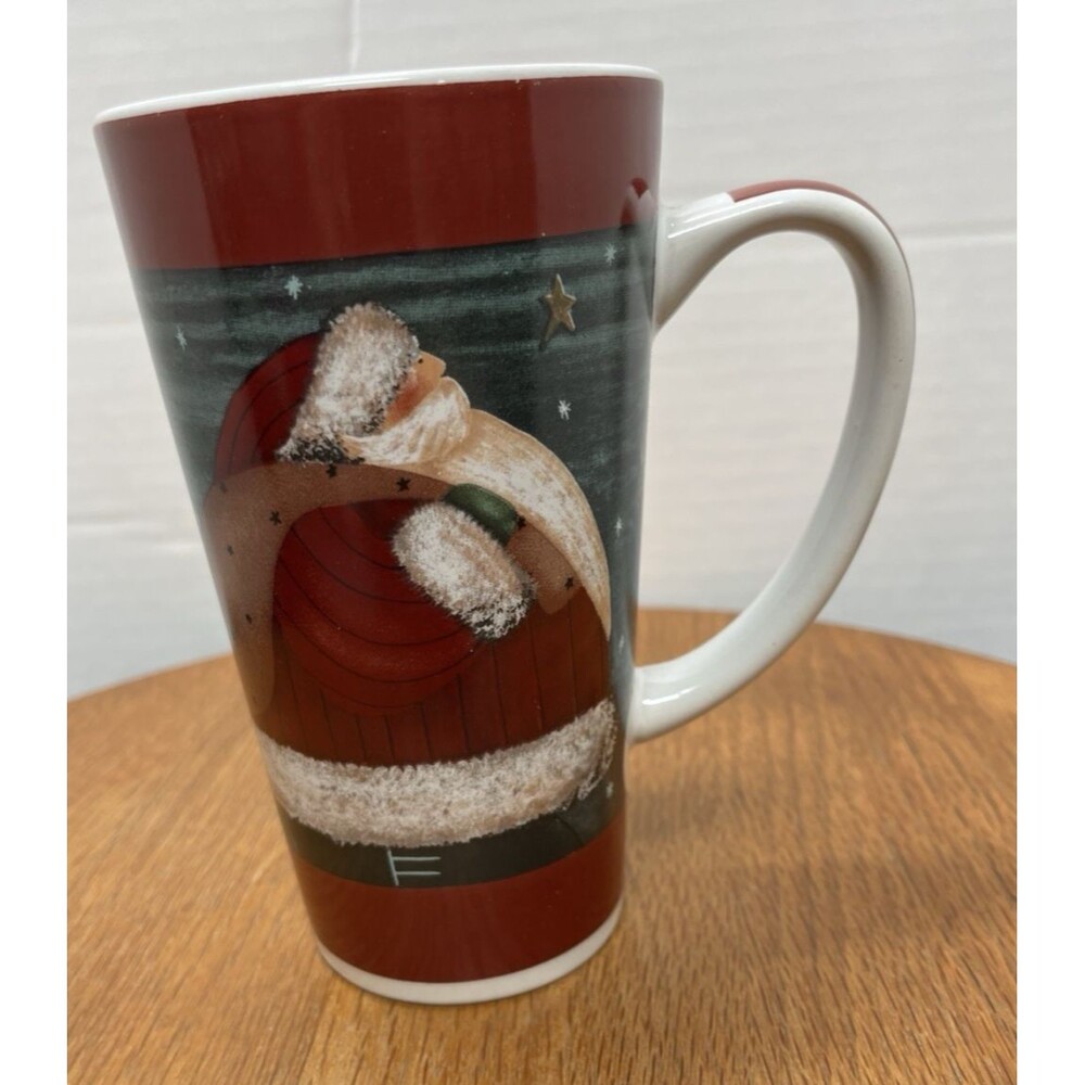 Nantucket Mug Tall Ceramic Santa Claus Coffee Tea Winter Christmas Holiday